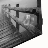 Close-up of a stunning acrylic glass artwork depicting a tranquil landscape with a bridge over water, showcasing vibrant colors and intricate details, ideal for home decor.