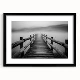 Black landscape bridge frame with a white mat, showcasing a modern design. Ideal for displaying artwork or photographs, enhancing any home decor style.