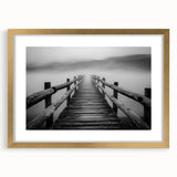 Elegant gold landscape bridge frame with a mat, showcasing a modern design in a front view. Ideal for enhancing home decor or gallery displays.