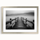 Elegant silver landscape bridge frame with a mat, showcasing a modern design that enhances artwork display. Ideal for contemporary interiors and galleries.