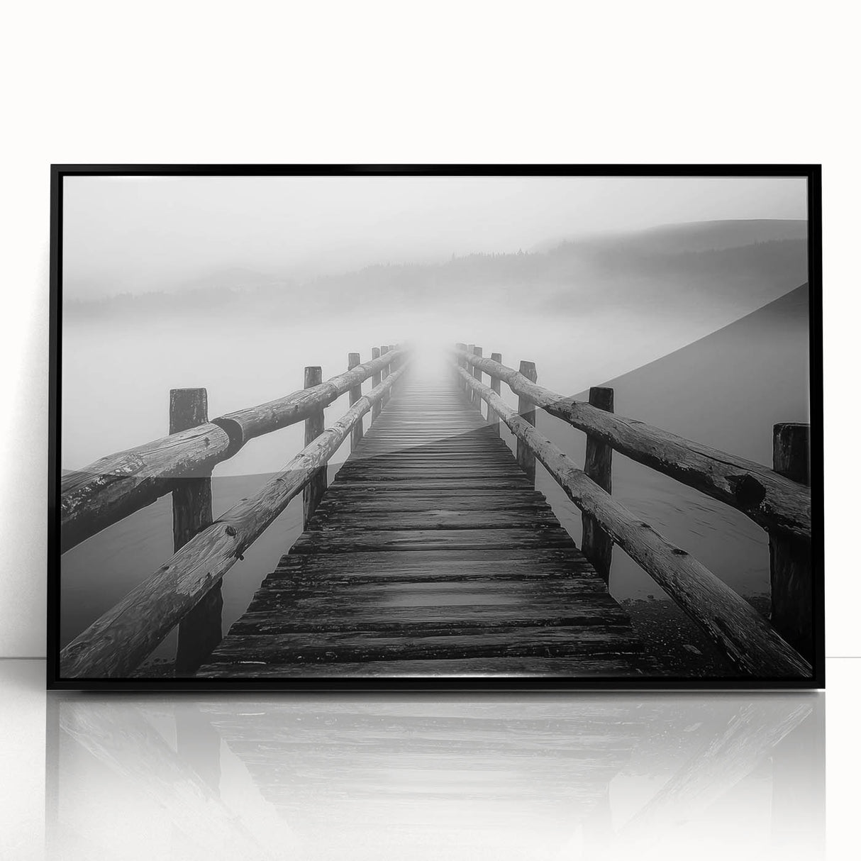 Framed acrylic artwork depicting a serene landscape bridge scene, featuring rich colors and intricate details, perfect for home decor or art enthusiasts.