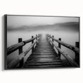 Framed canvas artwork depicting a stunning landscape bridge scene in black and white, showcasing intricate details and textures, perfect for modern home decor.
