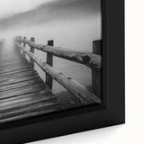 Close-up of a framed canvas artwork depicting a serene landscape bridge, showcasing vibrant colors and intricate details that enhance any home decor setting.