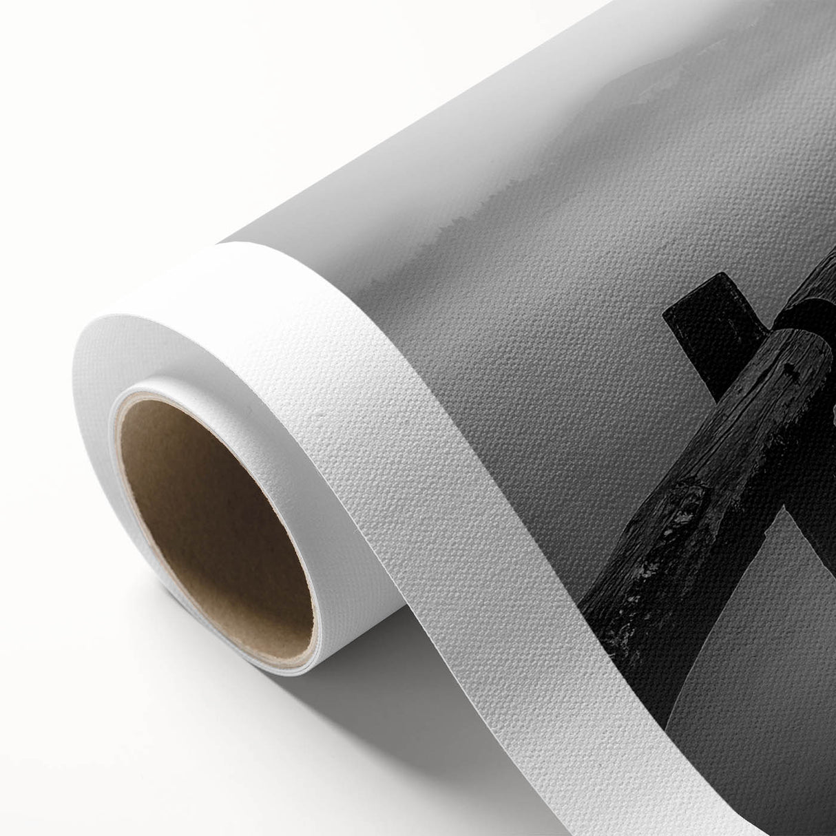 Rolled canvas of a vibrant landscape bridge design showcasing rich colors and intricate details, perfect for home decor, securely packaged in a protective tube.