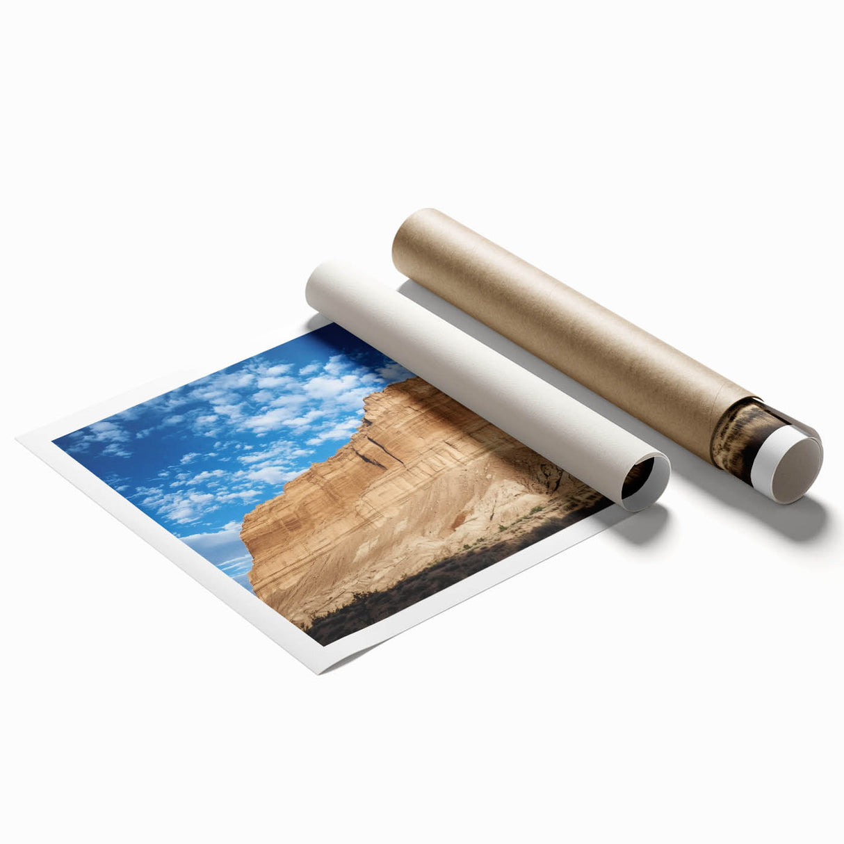 Vibrant landscape print showcasing stunning canyons in rich earthy tones, rolled for easy transport and display, ideal for home decor enthusiasts and art lovers.