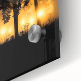 Close-up of a vibrant acrylic landscape featuring a serene countryside scene, showcasing rolling hills, lush greenery, and a clear blue sky, ideal for home decor.