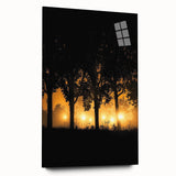 Acrylic landscape artwork depicting a serene countryside scene, showcasing vibrant green fields and rolling hills, displayed in a side view without pins for an elegant presentation.