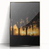 Framed acrylic artwork showcasing a serene countryside landscape with rolling hills, vibrant green fields, and a clear blue sky, ideal for home decor.