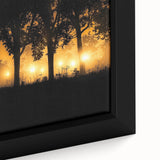 Framed canvas artwork showcasing a vibrant countryside landscape, with lush green fields and a serene blue sky, perfect for home decor enthusiasts.