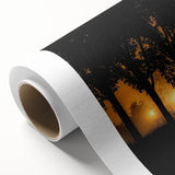 Scenic countryside landscape rolled canvas art print showcasing vibrant greenery and rolling hills, elegantly packaged in a protective cardboard tube for easy display.