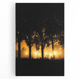 Stretched canvas artwork depicting a serene countryside landscape, featuring rolling hills, lush greenery, and a vibrant sky, perfect for home decor.