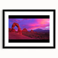 Desert landscape framed art featuring a black mat, showcasing vibrant colors and intricate details, ideal for modern home decor and interior design enhancement.