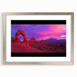 Desert landscape framed art featuring a silver mat and border, showcasing vibrant colors and intricate details, perfect for home decor in modern settings.