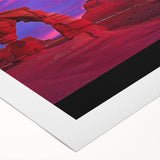 Desert landscape rolled canvas art showcasing warm hues of orange and yellow, featuring a serene sunset over sand dunes, perfect for home decor.