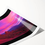 Desert landscape rolled print showcasing vibrant warm tones, intricate details of sandy dunes, and a serene sky, elegantly packaged in a protective tube for display.