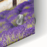 Close-up of an acrylic glass artwork depicting vibrant green fields under a blue sky, showcasing intricate details and textures, perfect for modern home decor.
