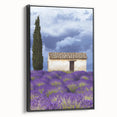 Framed black canvas showcasing a vibrant landscape of rolling fields at sunset, ideal for home decor and art enthusiasts. Perfect for modern interiors.
