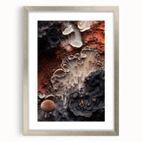 Textured abstract art print in neutral shades, framed in silver, ideal for modern bedroom decor.