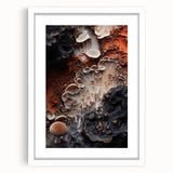 Abstract art print featuring swirling blue and gray patterns on a white framed canvas, ideal for dining room decor.