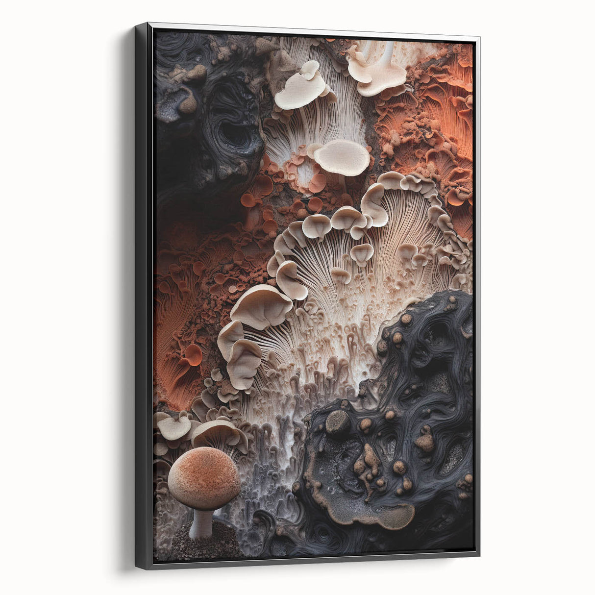 Black and white framed canvas featuring a close-up landscape scene, ideal for bedroom wall art.