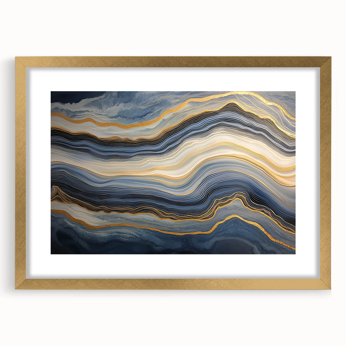 Extra large abstract art print featuring textured swirls in earth tones, framed in gold, ideal for living room decor.