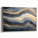 Framed canvas featuring a close-up landscape art painting with vibrant colors and vintage poster elements.