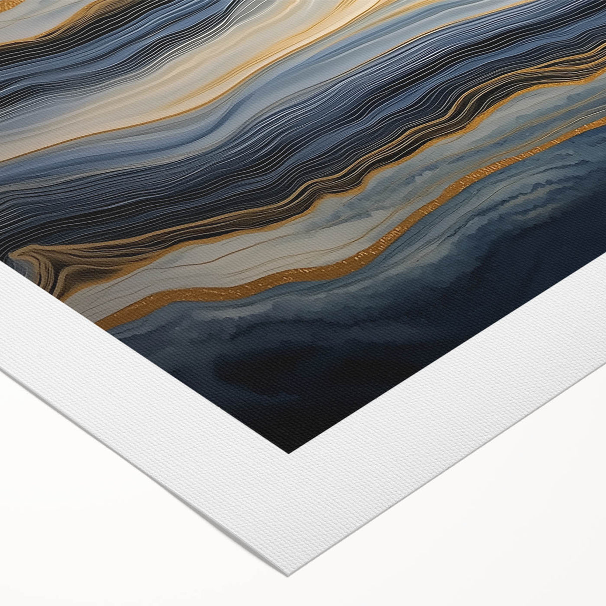 Art deco poster featuring close-up nature elements in muted green and brown tones on rolled canvas.