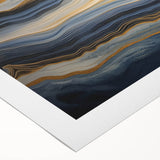 Art deco poster featuring close-up nature elements in muted green and brown tones on rolled canvas.