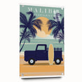 Retro Malibu Travel Poster – Vintage Prints & Classic Surf Art