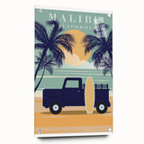 Retro Malibu Travel Poster – Vintage Prints & Classic Surf Art