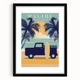 Retro Malibu Travel Poster – Vintage Prints & Classic Surf Art