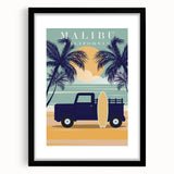 Retro Malibu Travel Poster – Vintage Prints & Classic Surf Art