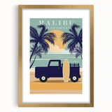 Retro Malibu Travel Poster – Vintage Prints & Classic Surf Art