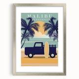 Retro Malibu Travel Poster – Vintage Prints & Classic Surf Art