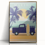 Retro Malibu Travel Poster – Vintage Prints & Classic Surf Art