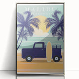Retro Malibu Travel Poster – Vintage Prints & Classic Surf Art
