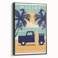 Retro Malibu Travel Poster – Vintage Prints & Classic Surf Art