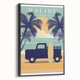 Retro Malibu Travel Poster – Vintage Prints & Classic Surf Art