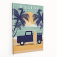 Retro Malibu Travel Poster – Vintage Prints & Classic Surf Art