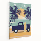 Retro Malibu Travel Poster – Vintage Prints & Classic Surf Art