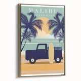 Retro Malibu Travel Poster – Vintage Prints & Classic Surf Art