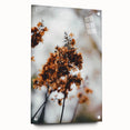 Large abstract wall art featuring swirling autumnal hues on acrylic glass, ideal for dining room décor.
