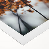 Art deco poster featuring a stylized autumn scene in orange and brown tones on rolled canvas, suited for dining room decor.