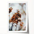 Extra large rolled print of autumnal floral art in warm orange and brown tones, suitable for dining room or bathroom.