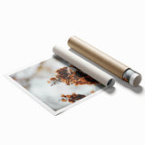 Extra large rolled print featuring autumnal floral art in warm orange and red tones, ideal for classy bathroom wall art.
