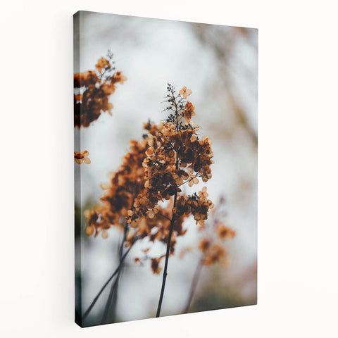 Autumn-themed large art on stretched canvas featuring warm orange and red leaves, suitable for kitchen wall decor.