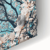 Large abstract wall art in vibrant green and soft yellow tones on acrylic glass, ideal for dining room decor.