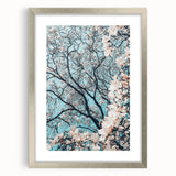 Textured art of abstract spring theme in pastel greens and pinks, framed in silver, ideal for bedroom decor.