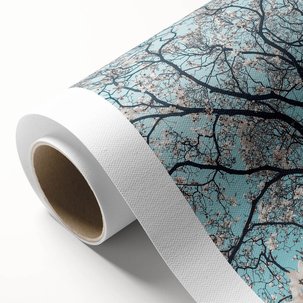 Art deco poster featuring a stylized spring scene in pastel shades on rolled canvas, ideal for nursery wall art.