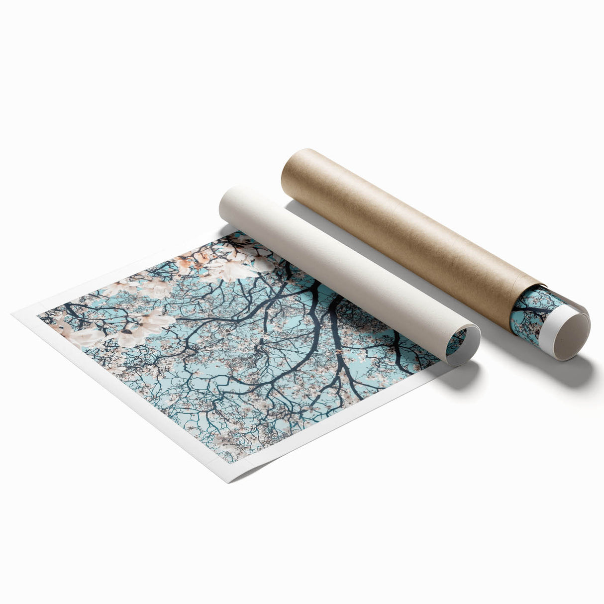 Extra large rolled print of spring floral art in pastel shades, ideal for classy bathroom or large living room decor.